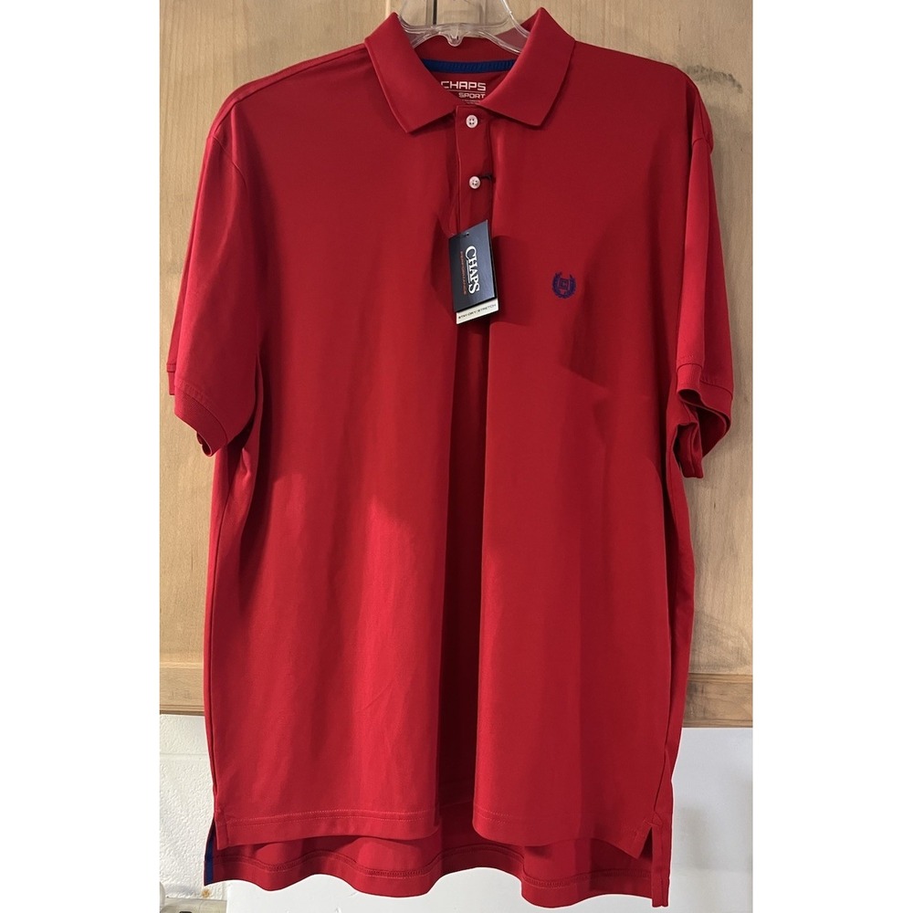 Chaps Sport Performance Polo Shirt Mens‎ XXL Red Stay-Dry Stretch Short Sleeve